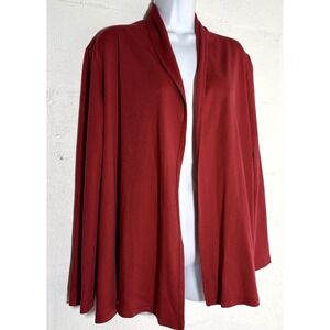 L.L. Bean Supima Cotton Knit Open Cardigan L Red Soft Sweater Capsule